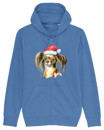 Cute Dog Santa Hat Bright Blue
