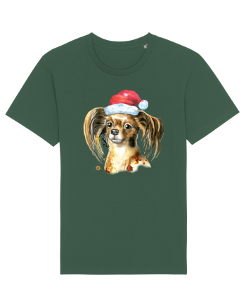 Cute Dog Santa Hat Bottle Green