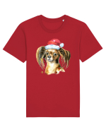 Cute Dog Santa Hat Tricou mânecă scurtă Unisex Rocker