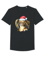 Cute Dog Santa Hat Tricou mânecă scurtă guler larg Bărbat Skater