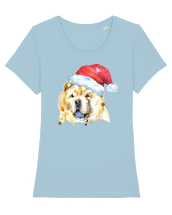 Chow Chow Santa Sky Blue