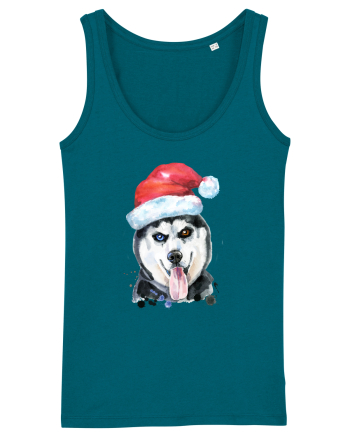 Husky Santa Hat Ocean Depth