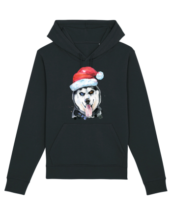 Husky Santa Hat Black