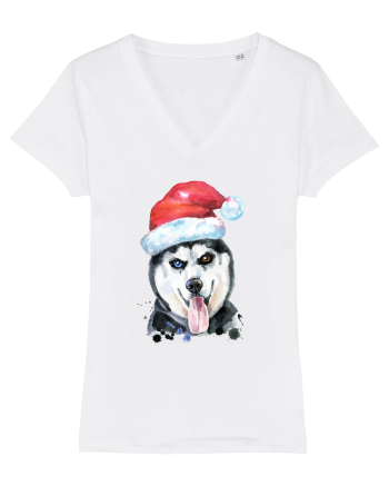Husky Santa Hat White
