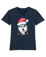Husky Santa Hat Tricou mânecă scurtă guler V Bărbat Presenter