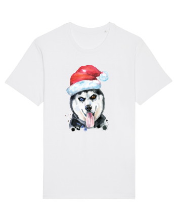 Husky Santa Hat White