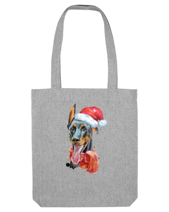 Doberman Santa Hat Heather Grey