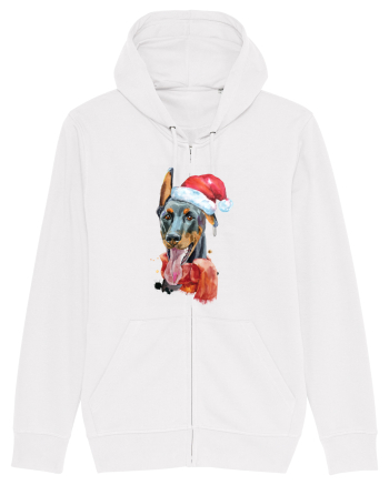 Doberman Santa Hat White