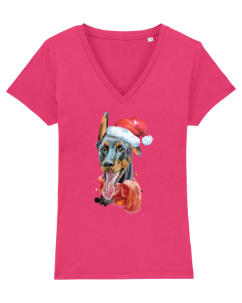 Doberman Santa Hat Raspberry