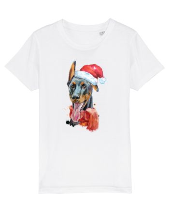 Doberman Santa Hat White