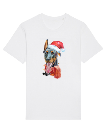 Doberman Santa Hat White
