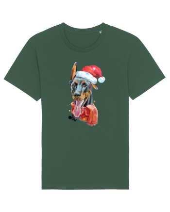 Doberman Santa Hat Bottle Green