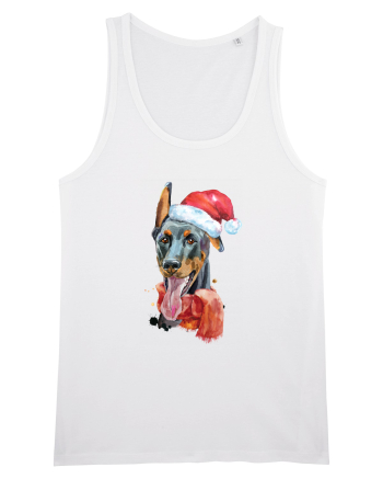 Doberman Santa Hat White