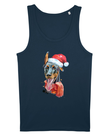 Doberman Santa Hat Navy