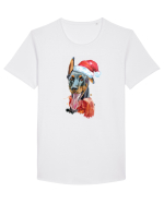 Doberman Santa Hat Tricou mânecă scurtă guler larg Bărbat Skater