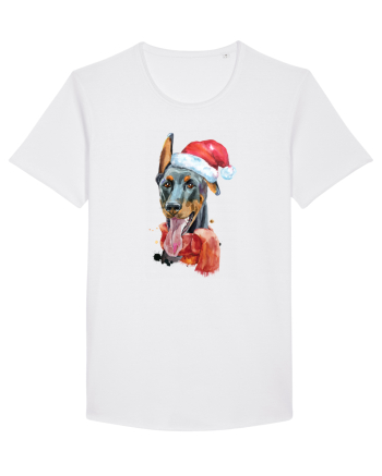 Doberman Santa Hat White