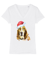 Droopy Dog Santa Hat Tricou mânecă scurtă guler V Damă Evoker