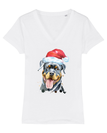 Rottweiler Santa Hat White