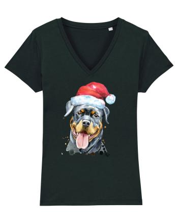 Rottweiler Santa Hat Black