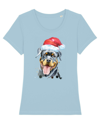 Rottweiler Santa Hat Sky Blue