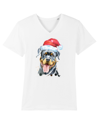 Rottweiler Santa Hat White