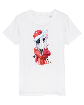 Bullterrier Santa Hat White