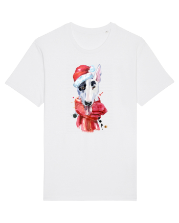 Bullterrier Santa Hat White