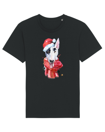 Bullterrier Santa Hat Black