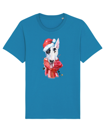 Bullterrier Santa Hat Azur