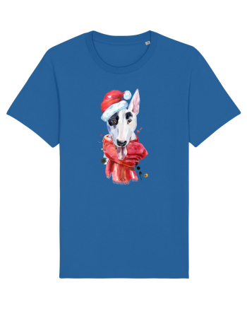 Bullterrier Santa Hat Royal Blue