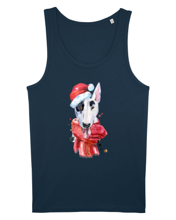 Bullterrier Santa Hat Navy