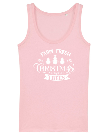 Farm Fresh Trees White Cotton Pink