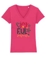 Joyful Black Green Tricou mânecă scurtă guler V Damă Evoker