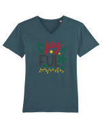 Joyful Black Green Tricou mânecă scurtă guler V Bărbat Presenter