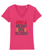 Joyful And Merry 3 Tricou mânecă scurtă guler V Damă Evoker