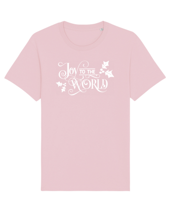 Joy to the World White Cotton Pink
