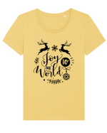 Joy to the World Black 2 Tricou mânecă scurtă guler larg fitted Damă Expresser