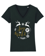 Joy to the World Black and Gold Tricou mânecă scurtă guler V Damă Evoker