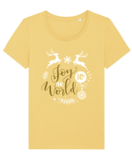 Joy to the World Black and Gold Tricou mânecă scurtă guler larg fitted Damă Expresser