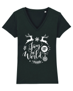 Joy to the World White 2 Tricou mânecă scurtă guler V Damă Evoker