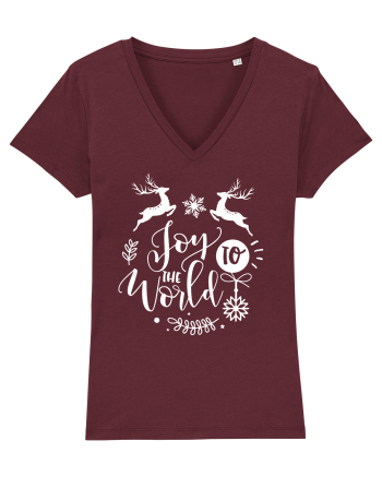 Joy to the World White 2 Burgundy