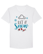Let it Snow Blue Tricou mânecă scurtă guler larg Bărbat Skater
