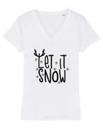 Let it Snow Reindeer Tricou mânecă scurtă guler V Damă Evoker