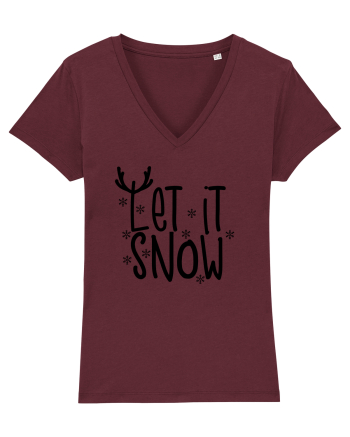 Let it Snow Reindeer Burgundy
