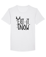 Let it Snow Reindeer Tricou mânecă scurtă guler larg Bărbat Skater