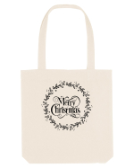 Merry Christmas Round Black Sacoșă textilă