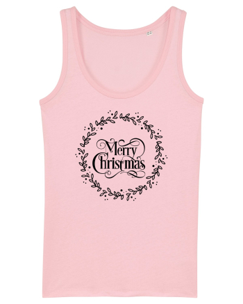 Merry Christmas Round Black Cotton Pink