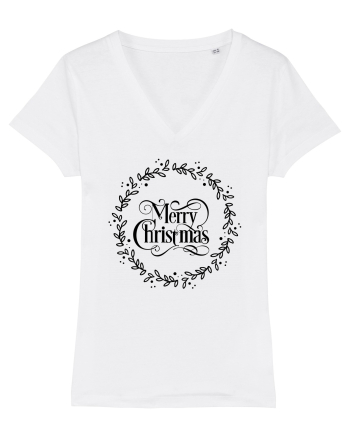Merry Christmas Round Black White