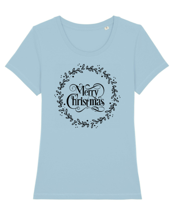 Merry Christmas Round Black Sky Blue