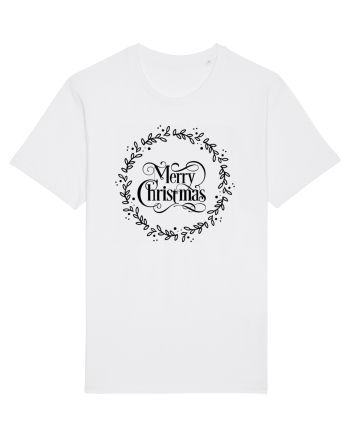 Merry Christmas Round Black White